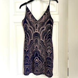 Navy blue dress with glitter pattern
